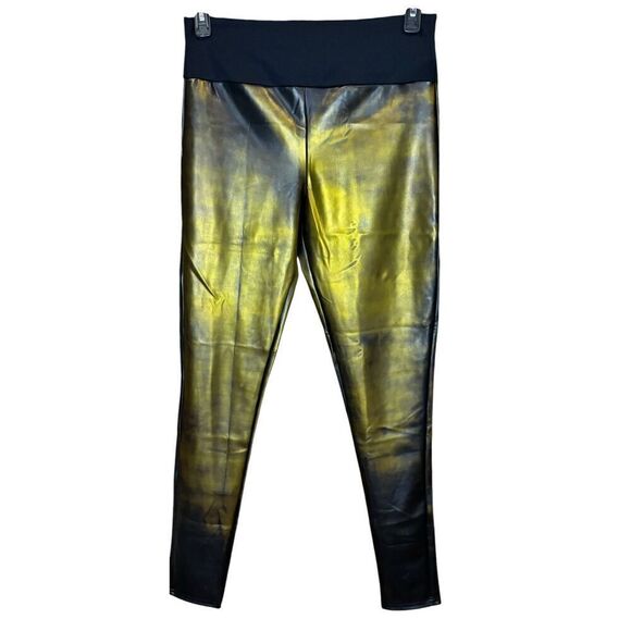 Assets by Spanx Green & Gold Faux Leather Legging NWOT Size XL - Picture 1 of 3